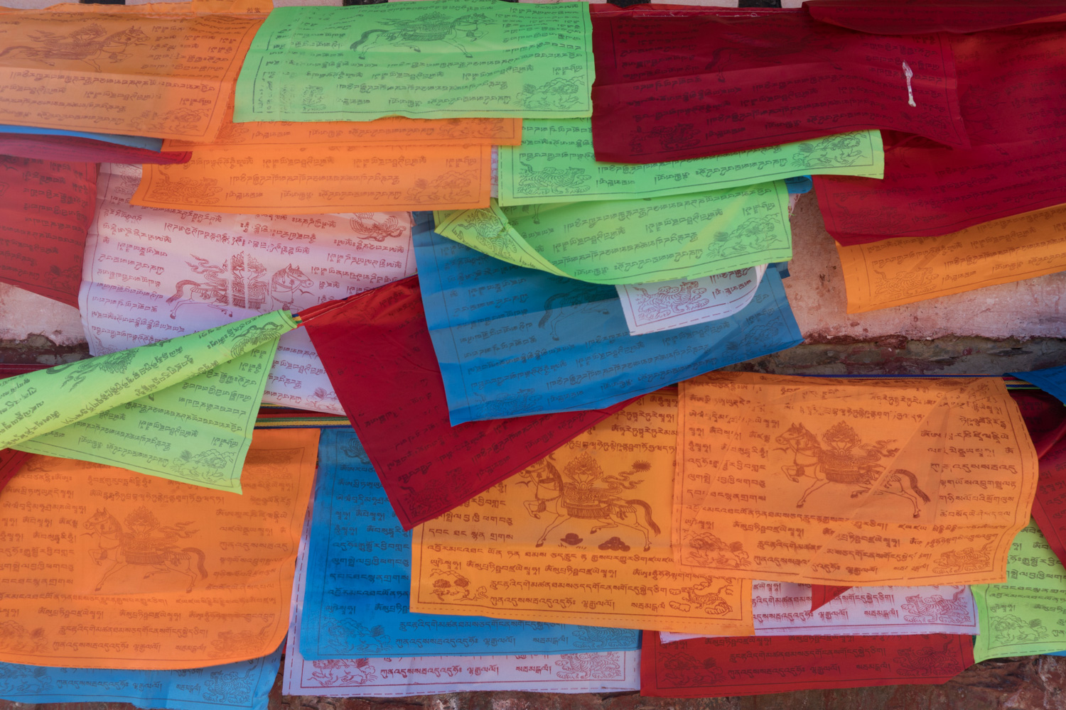 Buddhist flags with Tibetan writing